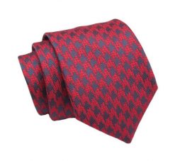 Klasyczny Krawat, Czerwono-Granatowy w Pepitkę, Męski, 7cm -Angelo di Monti. Czerwone krawaty i muchy męskie Angelo di Monti, bez wzorów, z tkaniny, eleganckie. Za 45.00 zł.