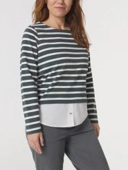 Sweter Damski TBS Aliyaron. Białe swetry klasyczne damskie Tbs, m, z bawełny, bez kołnierzyka. Za 369.00 zł.