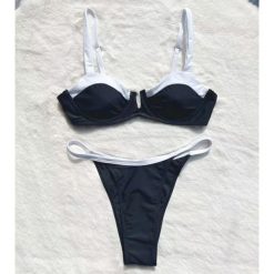 Strój kąpielowy dwuczęściowy push-up plażowy Feiga. Czarne bikini damskie Intica, bez wzorów. Za 159.00 zł.