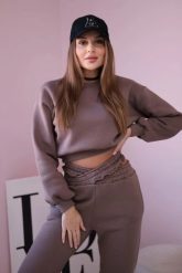 Komplet ocieplany z krótką bluzą mocca. Bluzy bez kaptura damskie KESI, l, z bawełny. Za 317.83 zł.