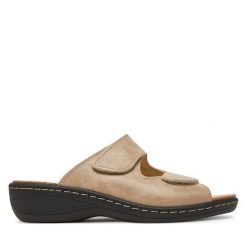 Klapki Dr. Brinkmann. Brązowe klapki damskie Dr. Brinkmann, bez wzorów, bez obcasa. Za 419.99 zł.