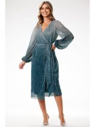 Awama Sukienka w kolorze turkusowym rozmiar: L. Niebieskie sukienki damskie Awama, l, bez wzorów, z tkaniny, bez kołnierzyka, bez ramiączek, midi. Za 319.99 zł.