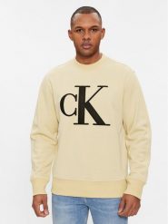 Calvin Klein Jeans Bluza Monologo J30J325028 Beżowy Regular Fit. Brązowe bluzy bez kaptura męskie Calvin Klein Jeans, l, z jeansu. Za 669.99 zł.