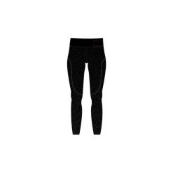 Legginsy 7/8 Slim Gym & Pilates 560 damskie czarne z miedzianym nadrukiem. Czarne legginsy damskie DOMYOS, l, bez wzorów, z bawełny, z podwyższonym stanem, na jogę i pilates. Za 79.99 zł.