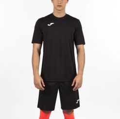 Koszulka piłkarska męska Joma Combi. Czarne t-shirty sportowe męskie Joma, m, z materiału, bez ramiączek, do piłki nożnej. Za 44.99 zł.