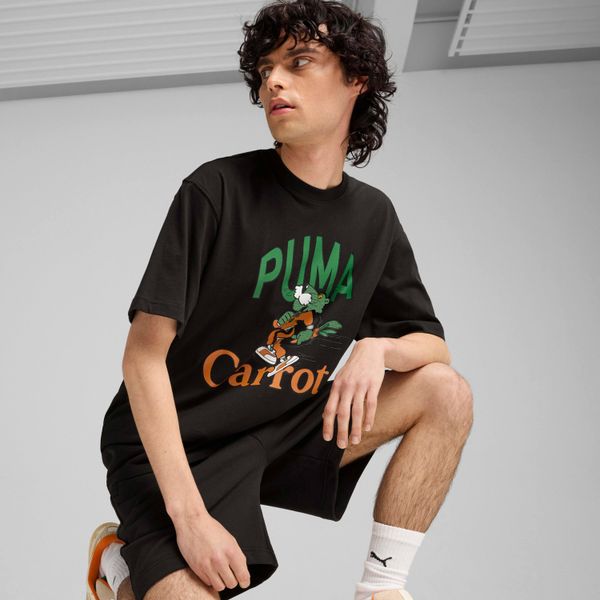 T-shirt z nadrukiem Puma x Carrots. Czarne t-shirty męskie Puma, m, bez wzorów, bez kołnierzyka. Za 143.99 zł.