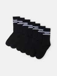 Prążkowane skarpetki 7 pack - czarny. Czarne skarpetki męskie Sinsay, bez wzorów, prążkowane. Za 22.99 zł.