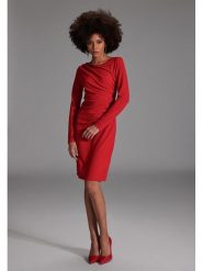 SWING Sukienka w kolorze czerwonym rozmiar: 38. Czerwone sukienki damskie Swing, bez wzorów, bez kołnierzyka, bez ramiączek, midi. Za 197.17 zł.