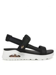Skechers Sandały Uno-Summer Stand2 119813/BLK Czarny. Czarne sandały damskie Skechers, bez wzorów, z materiału, bez obcasa, na koturnie. Za 209.99 zł.