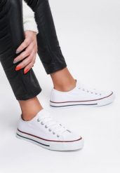 Białe Klasyczne Trampki z Niską Cholewką Darling Tyrel. Białe trampki i tenisówki damskie Renee, bez wzorów, z jeansu, przed kostkę. Za 44.99 zł.