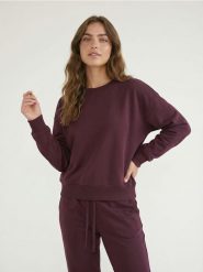Dresowa bluza crewneck basic - czerwony. Czerwone bluzy bez kaptura damskie Sinsay, l, z dresówki. Za 35.99 zł.