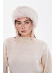 Lucky Bees Czapka w kolorze kremowym rozmiar: onesize. Brązowe czapki zimowe damskie Lucky Bees, z futra. Za 126.75 zł.
