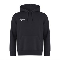 Bluza sportowa z kapturem męska Speedo Club Hoody. Czarne bluzy sportowe męskie Speedo, bez wzorów, casualowe, bez kołnierzyka, bez ramiączek. Za 214.46 zł.