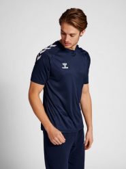 Koszulka sportowa męska Hummel Core XK Poly T-Shirt S/S. Niebieskie t-shirty męskie HUMMEL, m, bez wzorów, z materiału, bez kołnierzyka. Za 77.00 zł.