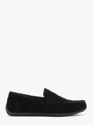 Welurowe mokasyny w stylu casual ARKADIO. Czarne mokasyny męskie Ryłko, ze skóry. W wyprzedaży za 349.99 zł.