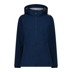 Kurtka turystyczna damska z kapturem i zamkiem CMP. Niebieskie kurtki damskie CMP, bez wzorów, z softshellu, z kapturem. Za 403.50 zł.