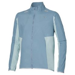 Kurtka z dresu Mizuno Tech Light. Niebieskie kurtki treningowe męskie Mizuno, bez wzorów, z dresówki, do biegania. Za 337.65 zł.