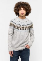 MUSTANG Bloomfield MĘSKI SWETER KLASYCZNY Mid Grey Mélange 1015482 4140. Szare swetry męskie Mustang, l, bez wzorów, bez kołnierzyka. Za 219.99 zł.