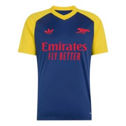 Koszulka przedmeczowa Arsenal 2026/27. Niebieskie t-shirty sportowe męskie Adidas, l, z materiału, bez ramiączek, do piłki nożnej. Za 301.50 zł.