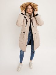 CANADA weather gear Płaszcz zimowy w kolorze beżowym rozmiar: L. Brązowe płaszcze damskie CANADA weather gear, na zimę, l, bez wzorów, z puchu. Za 328.09 zł.