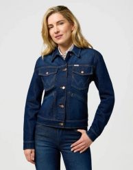 DAMSKA KURTKA JEANSOWA WRANGLER HERITAGE JACKET WHIRLPOOL 112373035. Kurtki damskie Wrangler, xs, bez wzorów, z jeansu, bez kaptura. Za 299.99 zł.
