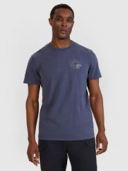 4F T-shirt regular z nadrukiem męski - szary XL. Szare t-shirty męskie 4f, m, bez wzorów, z bawełny, bez kołnierzyka. W wyprzedaży za 49.99 zł.