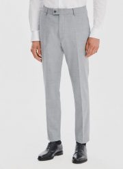 PAKO LORENTE – Gładkie szare spodnie garniturowe. Szare spodnie wizytowe męskie Pako Lorente, z poliesteru. Za 549.99 zł.