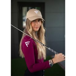 Languagepl Czapka golfowa Merino – Regulowana, oddychająca, lekka, ochrona UV. Brązowe czapki zimowe damskie FLAIRWAY GOLF. Za 106.00 zł.