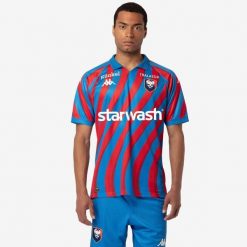 Koszulka domowa SM Caen 2024/25. Czerwone t-shirty sportowe męskie Kappa, bez ramiączek, do piłki nożnej. Za 348.50 zł.