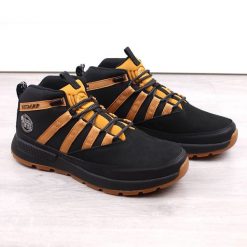 Skórzane buty męskie za kostkę czarno-żółte Loper Bustagrip. Czarne buty sportowe na co dzień męskie Bustagrip, z nubiku, bez zapięcia. Za 180.00 zł.