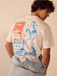 T-shirt David Bowie - biały. Białe t-shirty męskie Reserved, l, bez wzorów, z bawełny, bez kołnierzyka. W wyprzedaży za 35.99 zł.