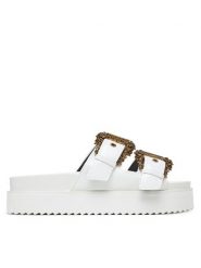 Versace Jeans Couture Klapki 78VA3SM1 Biały. Białe klapki damskie Versace Jeans Couture, bez wzorów, z jeansu, bez obcasa. Za 649.99 zł.