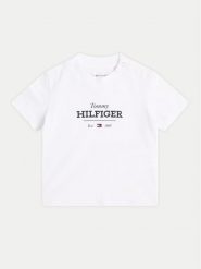 Tommy Hilfiger T-Shirt Monotype 1985 KN0KN02033 Biały Regular Fit. Białe t-shirty chłopięce Tommy Hilfiger, bez wzorów, z bawełny, bez ramiączek. Za 59.99 zł.