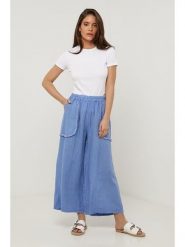 Lin Passion Lniane spodnie w kolorze niebieskim rozmiar: 38/40. Niebieskie spodnie materiałowe damskie Lin Passion, bez wzorów, ze lnu, klasyczne, z standardowym stanem. Za 121.99 zł.