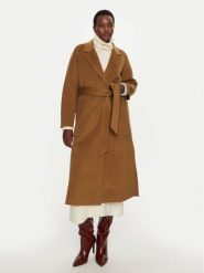 IVY OAK Płaszcz wełniany Celia IO111046 Brązowy Loose Fit. Brązowe płaszcze damskie Ivy & Oak, na zimę, bez wzorów, z wełny. Za 2,249.00 zł.