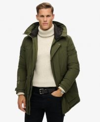 Superdry City Padded Parka Coat – Luźny krój, ocieplana. Zielone parki męskie Superdry., m, bez wzorów, z materiału. Za 822.05 zł.