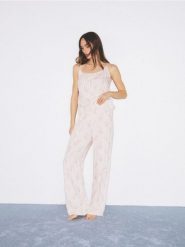 Wzorzysta piżama z wiskozy - złamana biel. Piżamy damskie Reserved, l, bez wzorów, z tkaniny, bez ramiączek. Za 139.99 zł.