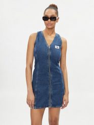 Calvin Klein Jeans Sukienka jeansowa J20J223431 Niebieski Slim Fit. Niebieskie sukienki damskie Calvin Klein Jeans, s, bez wzorów, z bawełny, bez kołnierzyka, bez ramiączek. Za 379.99 zł.
