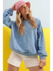 Trend Alaçatı Stili Bluza w kolorze błękitnym rozmiar: M. Niebieskie bluzy bez kaptura damskie Trend Alaçatı Stili, m, z bawełny. Za 74.63 zł.