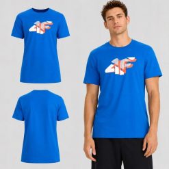 T-SHIRT MĘSKI 4F KOSZULKA BAWEŁNIANA Z NADRUKIEM M2667 SS26. Niebieskie t-shirty sportowe męskie 4f, m, z bawełny, bez ramiączek, na fitness i siłownię. Za 126.00 zł.