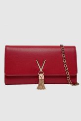 VALENTINO Czerwona kopertówka Divina Pochette SS26. Czerwone torebki wieczorowe Valentino by Mario Valentino, bez wzorów, bez kołnierzyka, bez ramiączek. W wyprzedaży za 273.99 zł.