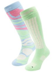 Skarpety narciarskie - Damskie - 2 pary - Ice Blue. Zielone skarpetki damskie POEDERBAAS, bez wzorów, z elastanu. Za 177.72 zł.