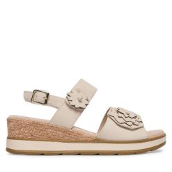 Sandały Caprice. Szare sandały damskie Caprice, bez wzorów, bez obcasa, na koturnie. Za 339.99 zł.