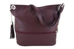 Shopperka skórzana BARBERINI'S bordowa 163-5. Czerwone shopper bag damskie Barberinis, bez wzorów, ze skóry, bez dodatków. Za 249.99 zł.