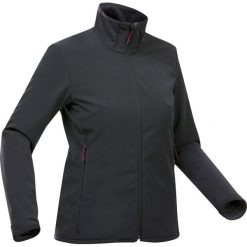 Kurtka turystyczna damska Softshell Forclaz MT100. Czarne kurtki damskie FORCLAZ, l, bez wzorów, z polaru, bez kaptura. Za 199.99 zł.