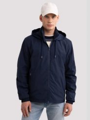Kurtka męska wiatrówka granatowa Travello 403. Niebieskie kurtki męskie Big Star, l, bez wzorów, z meshu, retro, bez kaptura. W wyprzedaży za 259.99 zł.