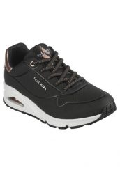 Buty do chodzenia damskie Skechers Uno. Czarne buty sportowe na co dzień damskie Skechers, bez wzorów, z materiału, trekkingowe. Za 414.00 zł.