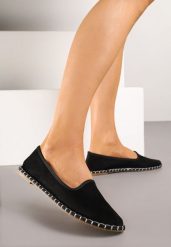 Czarne Espadryle Balerinki z Przeszyciami Firalissea. Czarne baleriny damskie Renee, bez wzorów, bez obcasa, na obcasie. Za 49.99 zł.