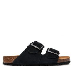 Klapki Tamaris. Czarne klapki damskie Tamaris, bez wzorów, bez obcasa. Za 259.99 zł.