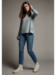 ELBSAND Koszulka "Tooske" w kolorze zielono-białym rozmiar: M. Białe bluzki damskie ELBSAND, m, bez wzorów, bez kołnierzyka, bez ramiączek. Za 128.25 zł.